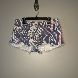 Roxy Boho Sexy Shorts 27 Button Fly Denim Multicolor.